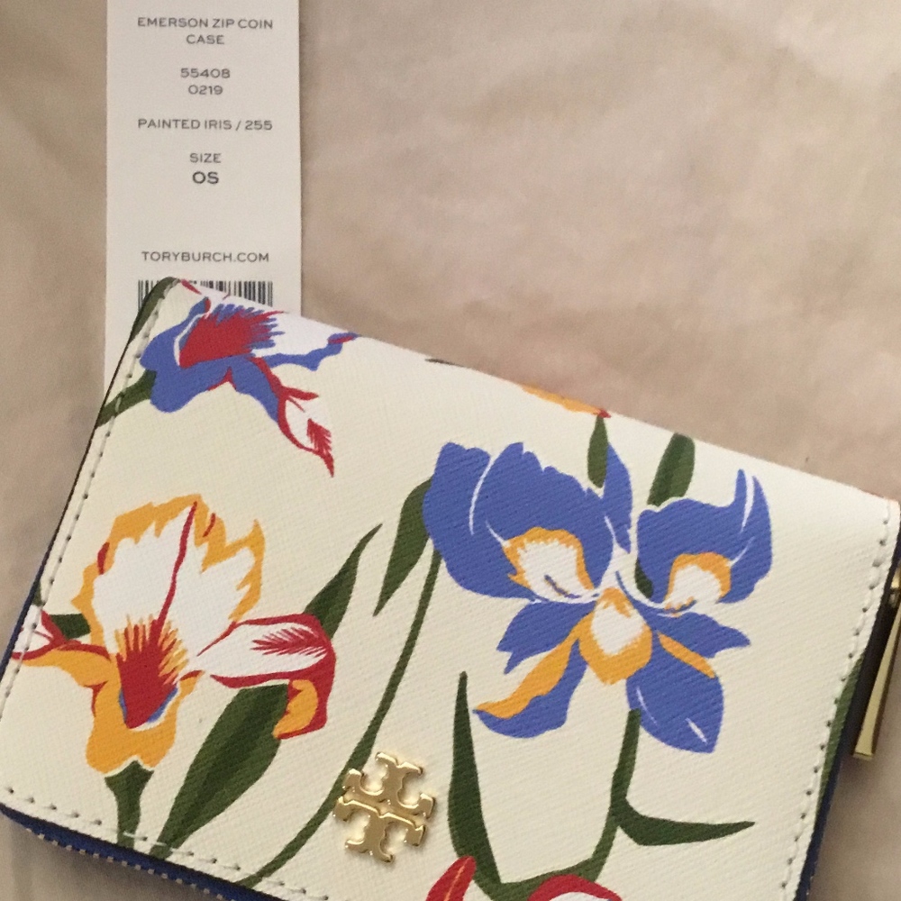 NWT TORY BURCH Robinson Floral Mini Wallet&KeyRing - Picture 3 of 8